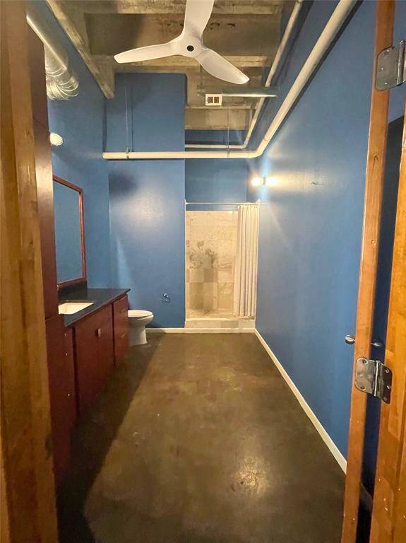 Large bathroom with walk-in shower.