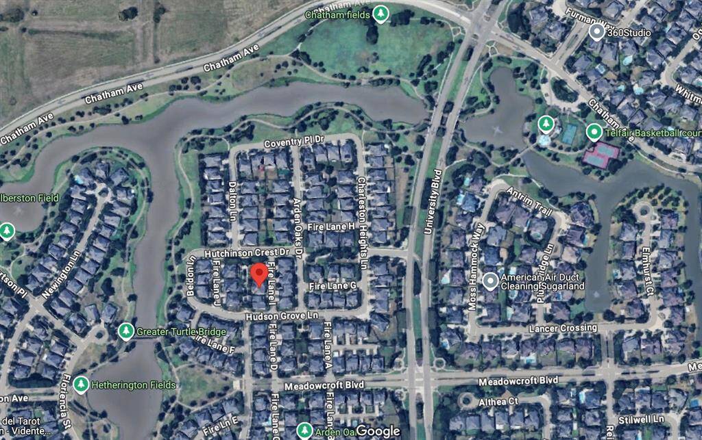 Google map view showing proximity of house to beautiful lakes, walking trails and amenities.
