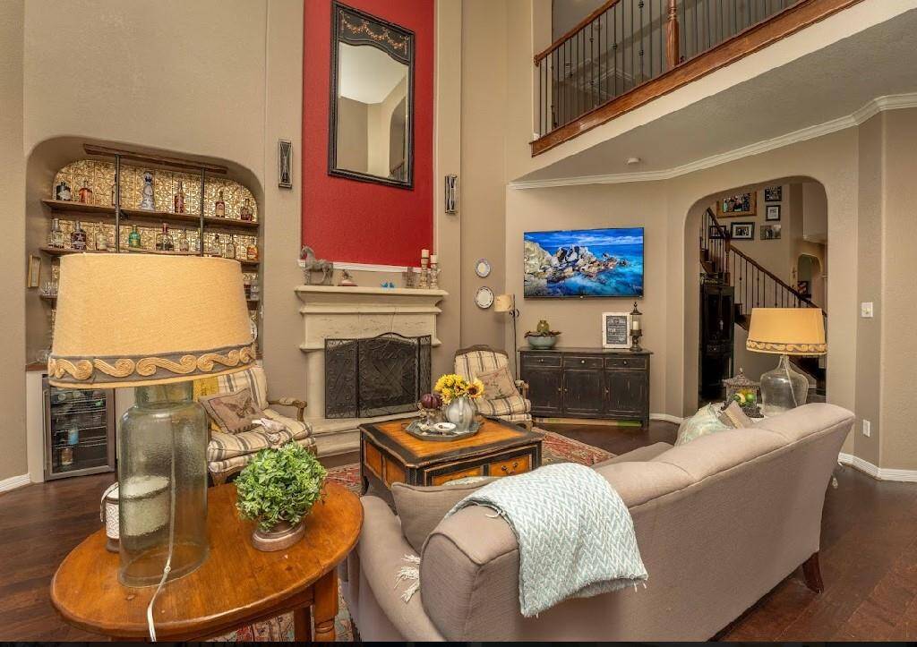 There is plenty of room for your family and a great bar area next to the fireplace.