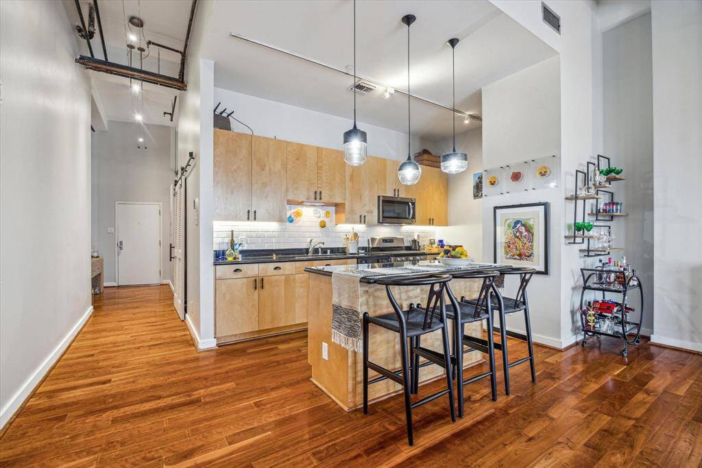 Kitchen counter and kitchen area.