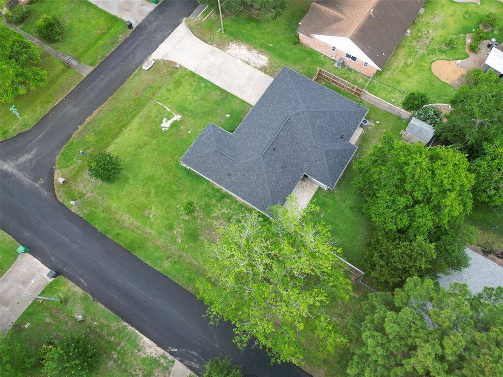 Aerial shot of the lot and house.