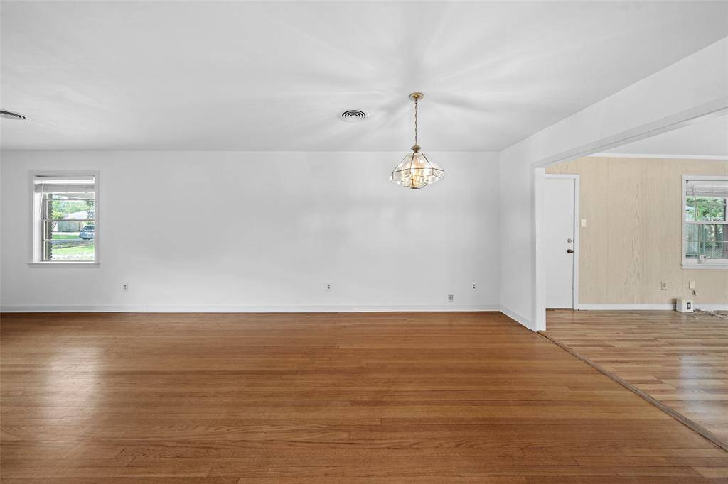 View of the dining room and from the kitchen.