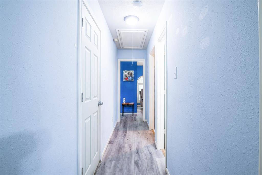 The door to the left leads to the game room, but creates the opportunity to make the suite separated from the rest of the house.