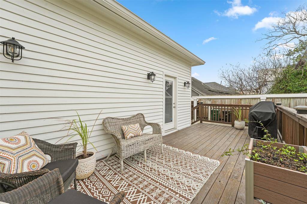 Amazing outdoor deck area for relaxing and hanging out with friends and family.