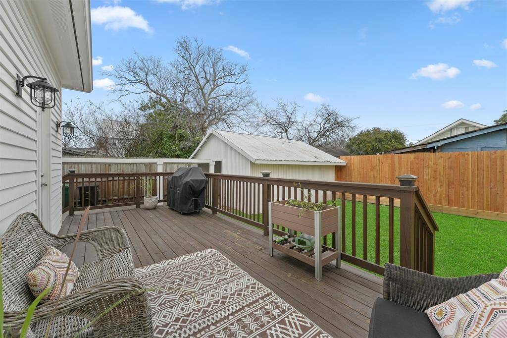 Overlooking the backyard green space.