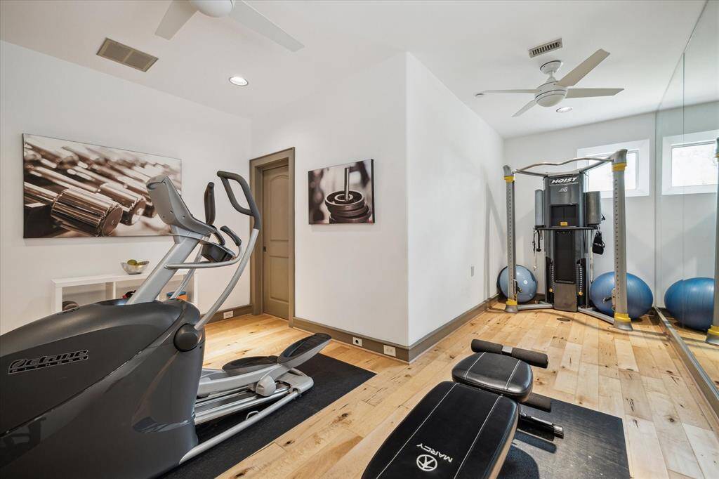Fourth Bedroom - currently being used as a home gym (could be easily converted back to bedroom with closet) shares Hollywood bath with game/media room.