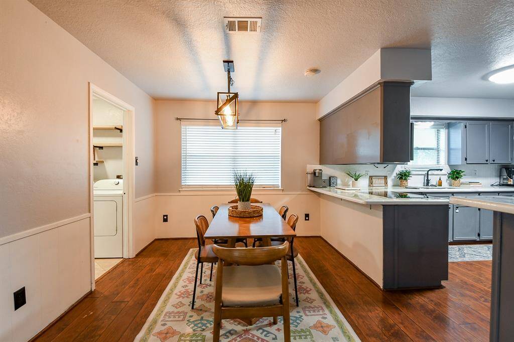 Kitchen open to dining room and living room