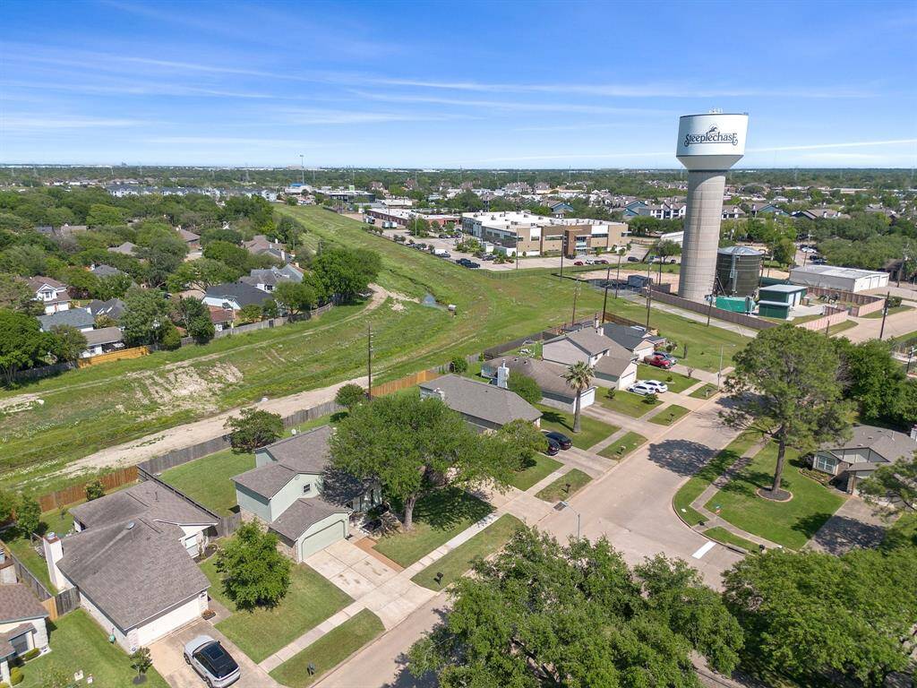 Ariel view of the surrounding area.