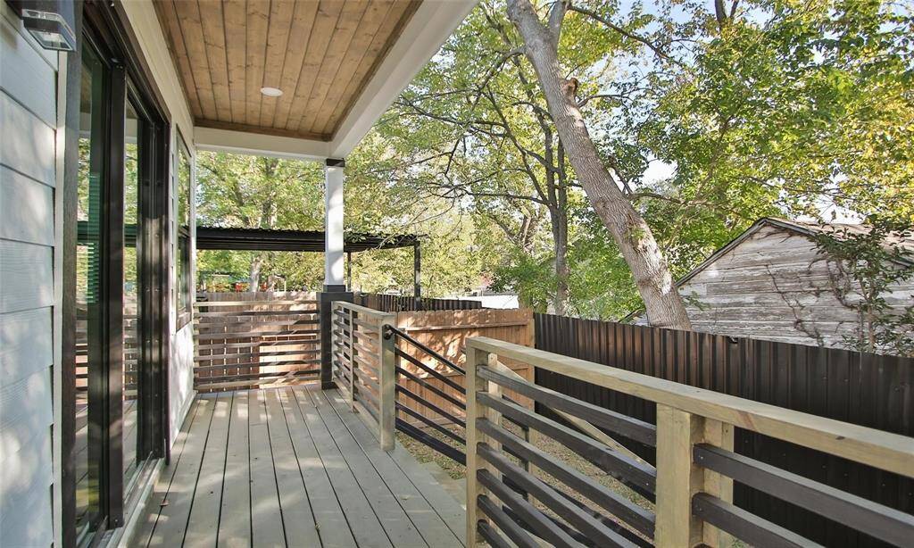 Stairs leading down to the back yard perfect for pets.