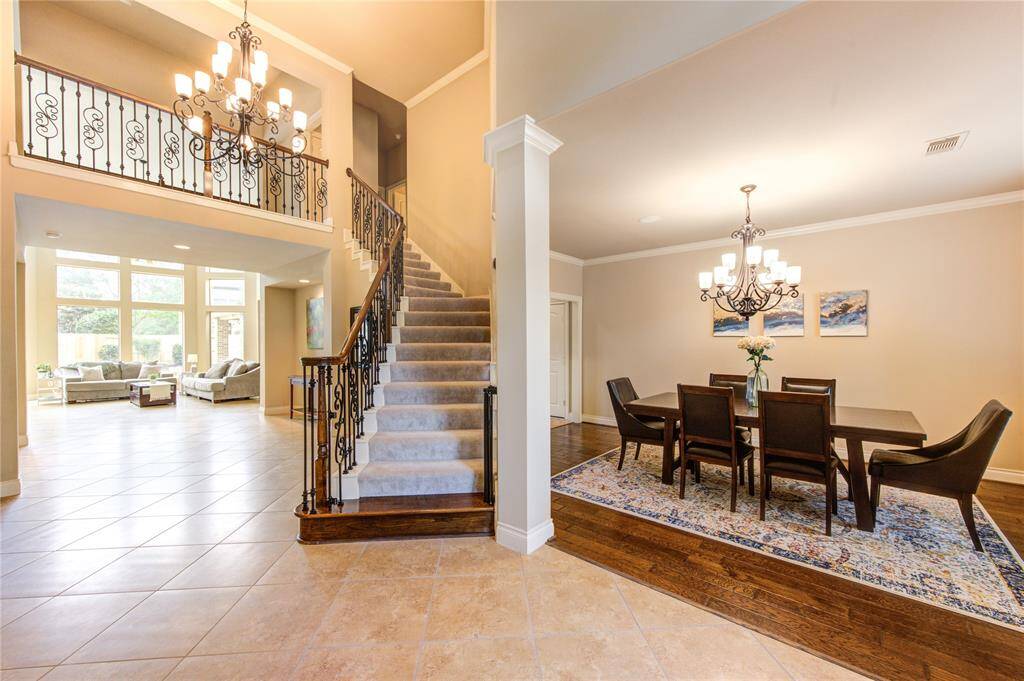 Inviting 26 feet long by 13 feet wide grand entry offers plenty of space for holiday decor