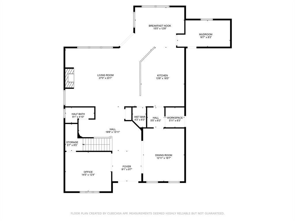 1st floor with study, formal dining, living room, kitchen, breakfast room and mudroom.