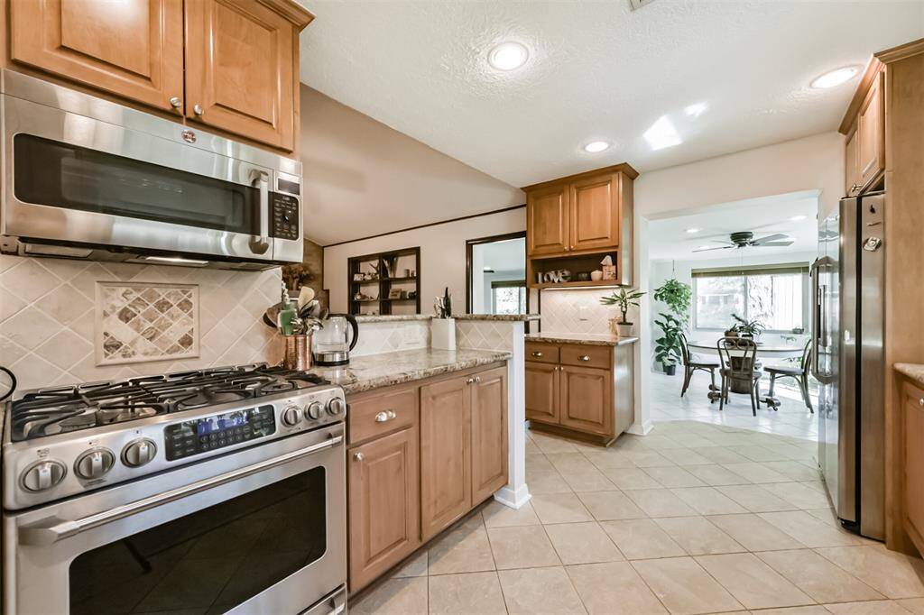 View from kitchen into breakfast area