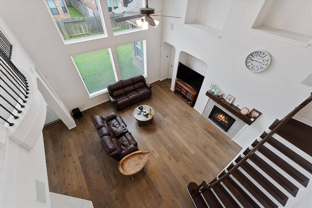 View of the living room from the upstairs landing