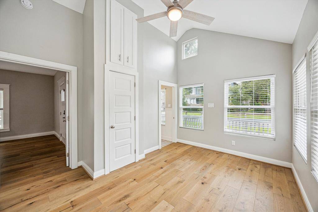 Another view of the front bedroom with a closet, storage and ensuite bath.