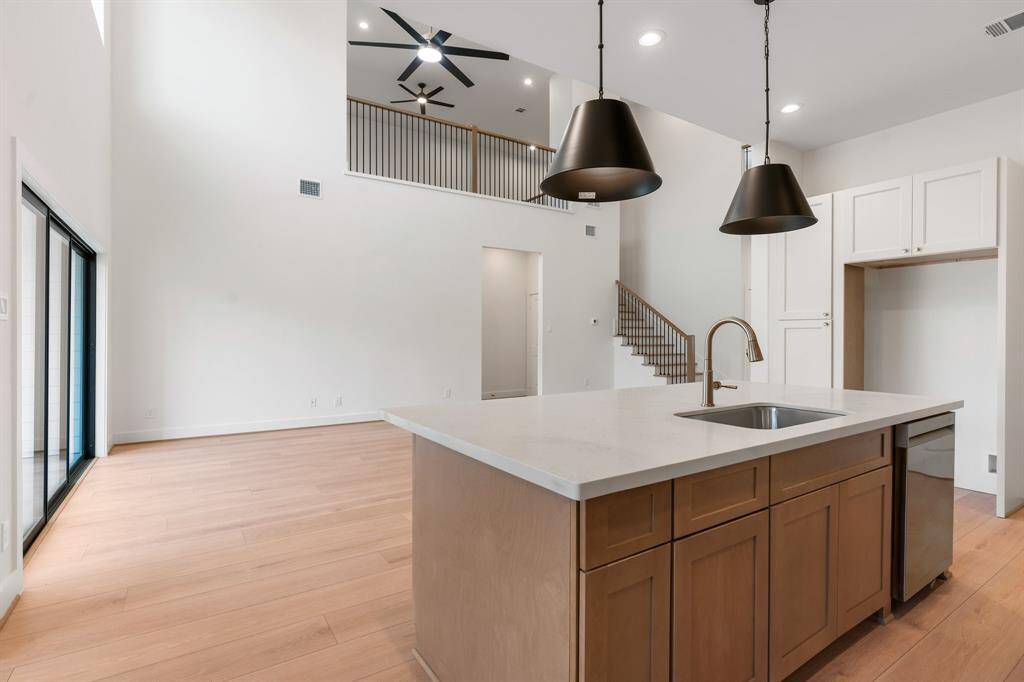 View from the kitchen to the living room area. Great space for entertaining.