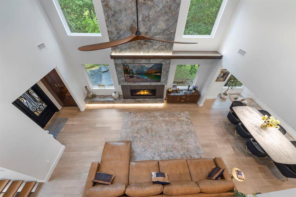 A view from the third floor shows off the high ceilings for an open and airy feel.