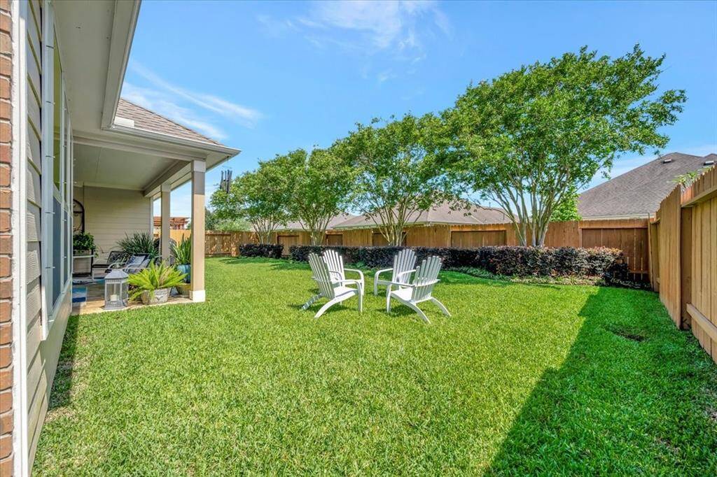 Nicely landscaped back yard.