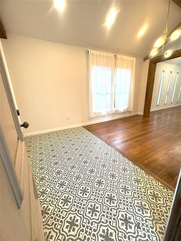 As you enter, you're welcomed by designer flooring!