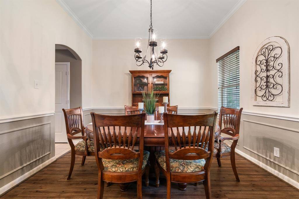 Formal dining room with upgraded lighting