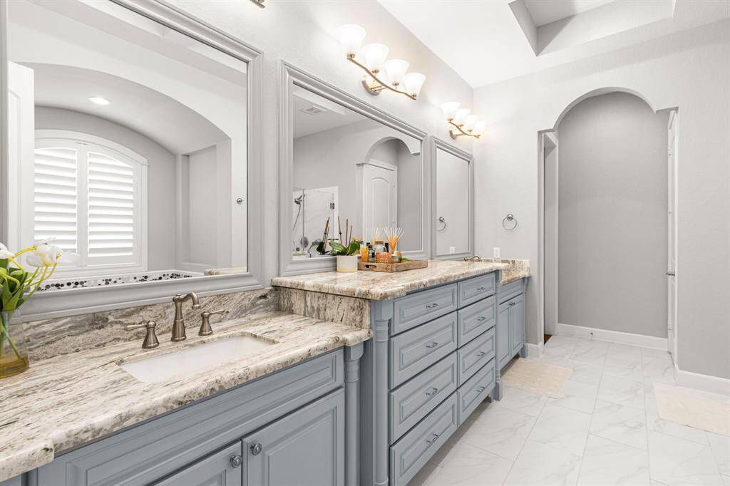 Large double sink vanity area