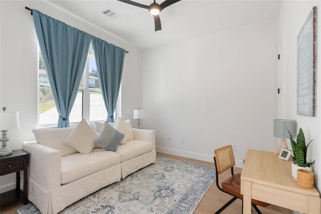 Flex room can be used as an office or bedroom with a closet.