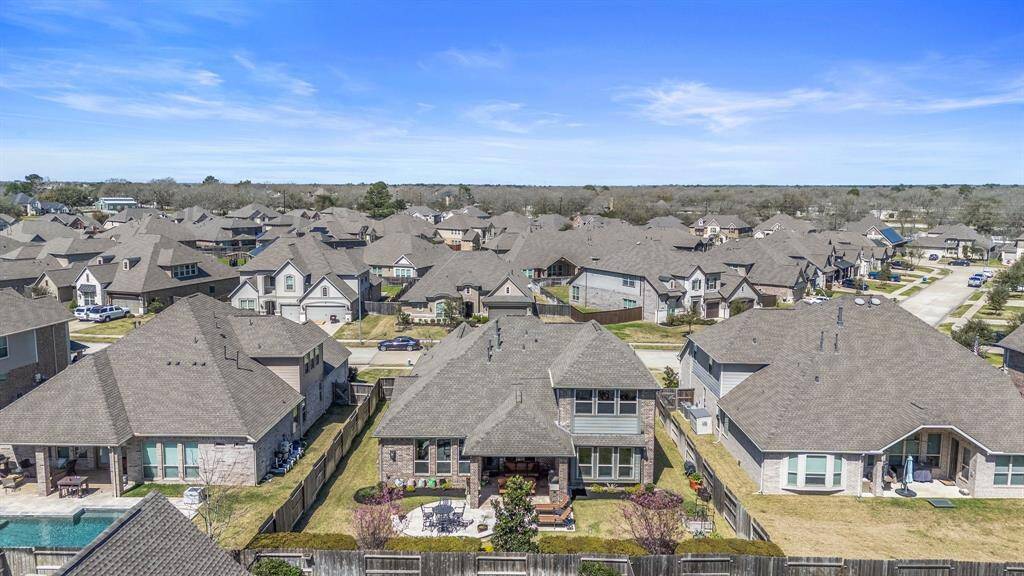 Ariel view of the back of the home.