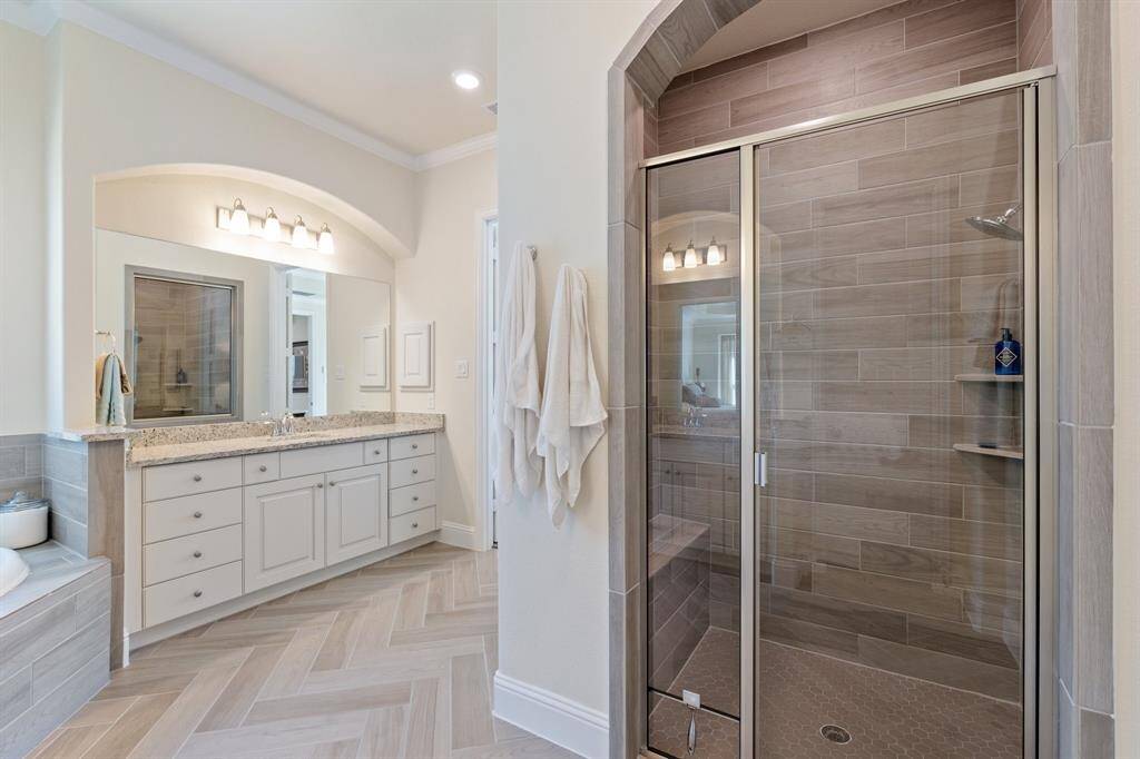 View of the oversized shower in the Primary bathroom.