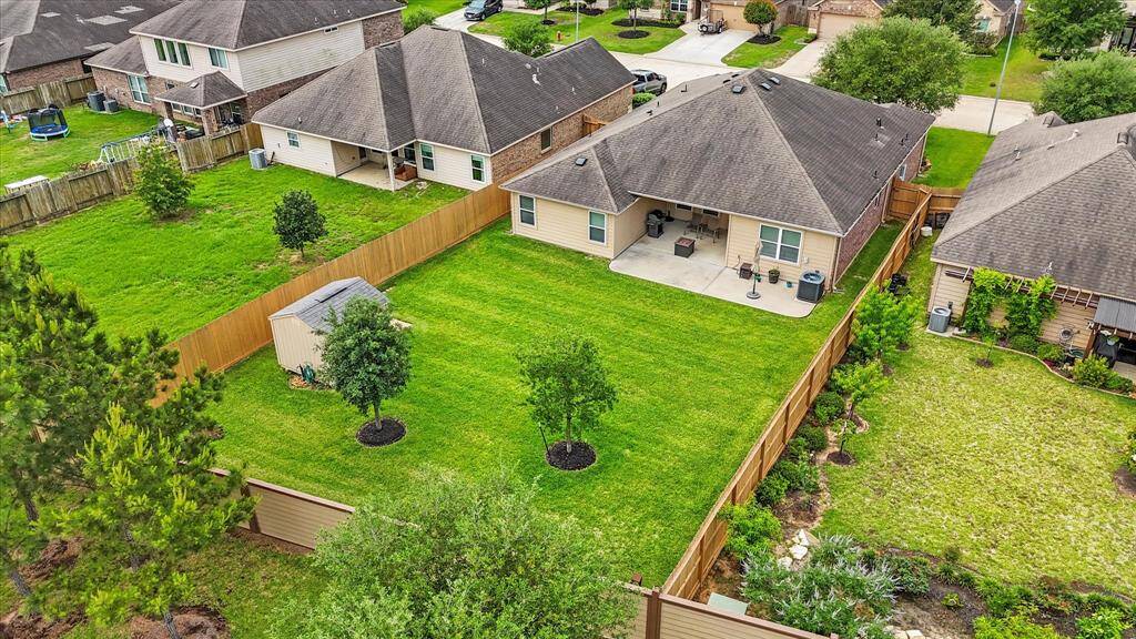 Aerial view of the back of the home