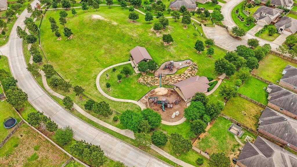Aerial view of the community park and playground