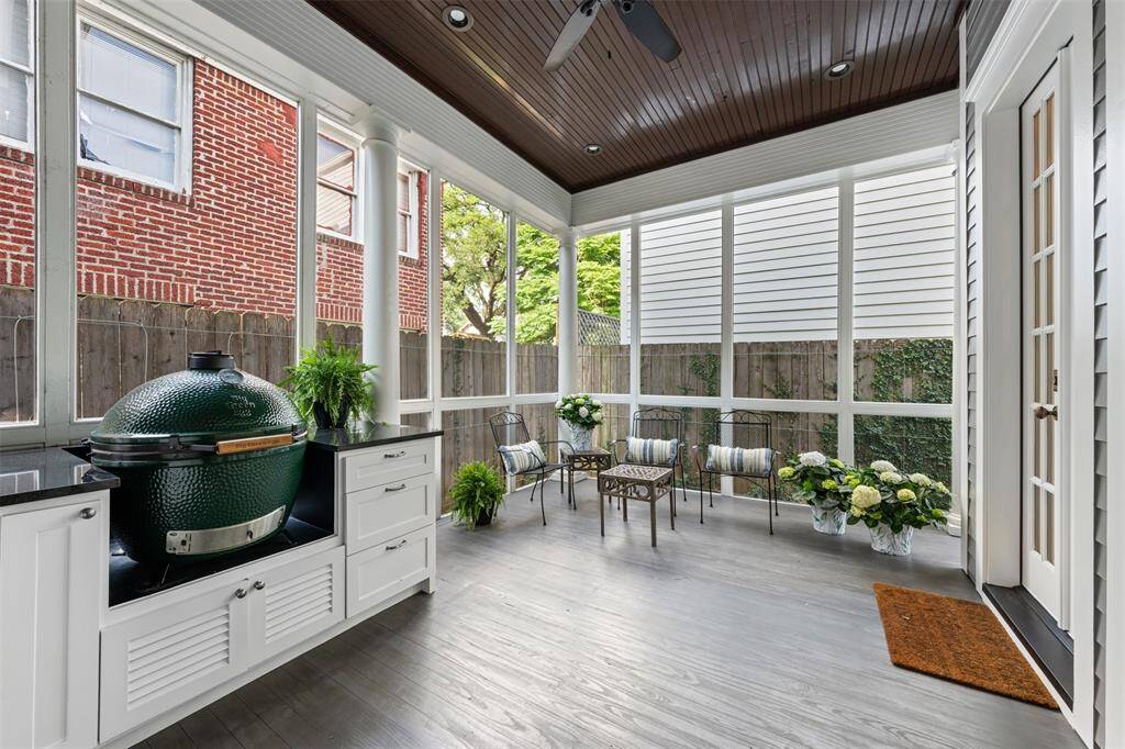 Like the rest of the home, the porch offers abundant storage. Spacious enough for a large dining set or plush seating, it's built to accommodate gatherings and quiet escapes alike.