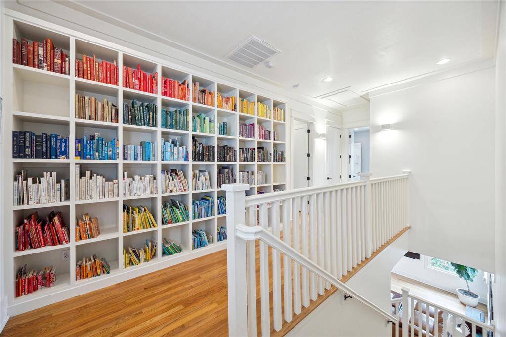 Heading up to the second floor you're greeted by this custom bookshelf