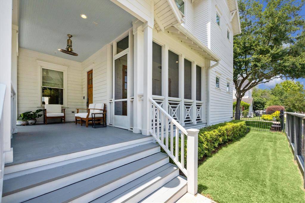 You have an open front porch and a screened in porch for functionality in our Houston climate. The side yard offers a cozy place to play