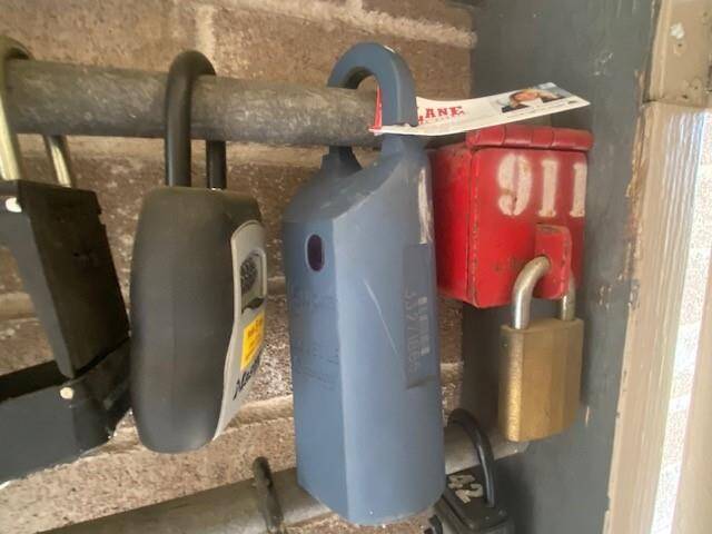 Key for unit is in blue supra (top right to left of 911 box)