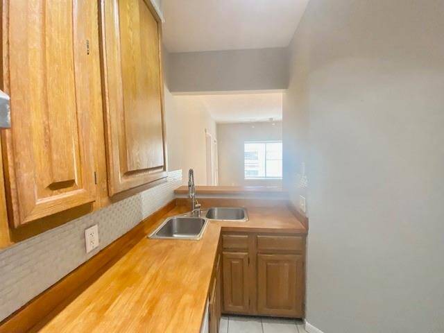View from the kitchen to the living room area.