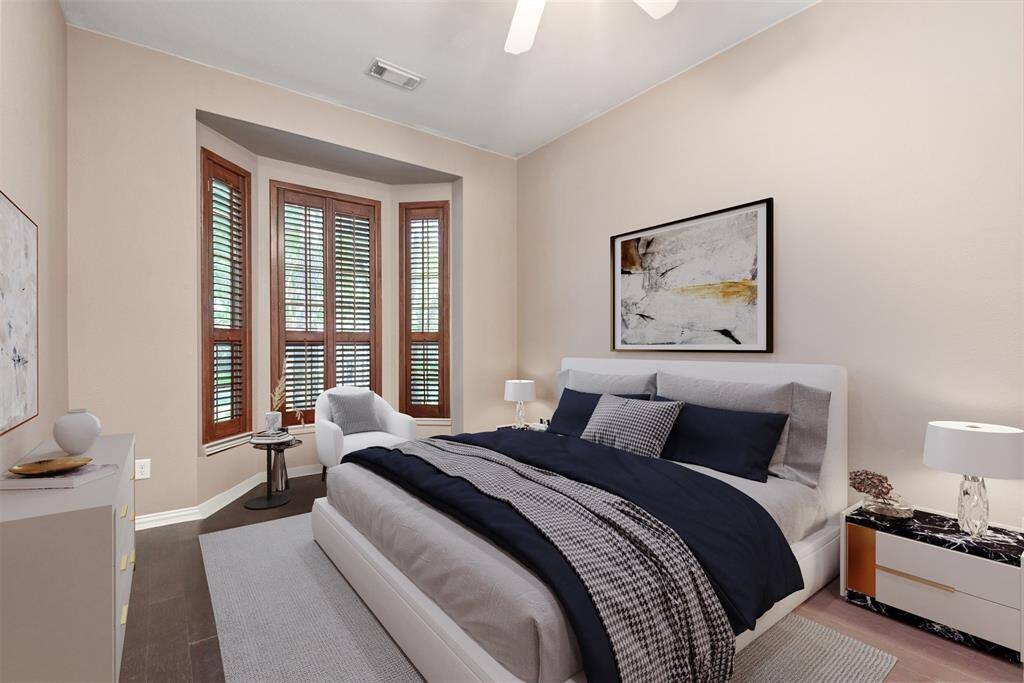 Virtual photo of study made into a 4th bedroom. Room is at the front of the house.