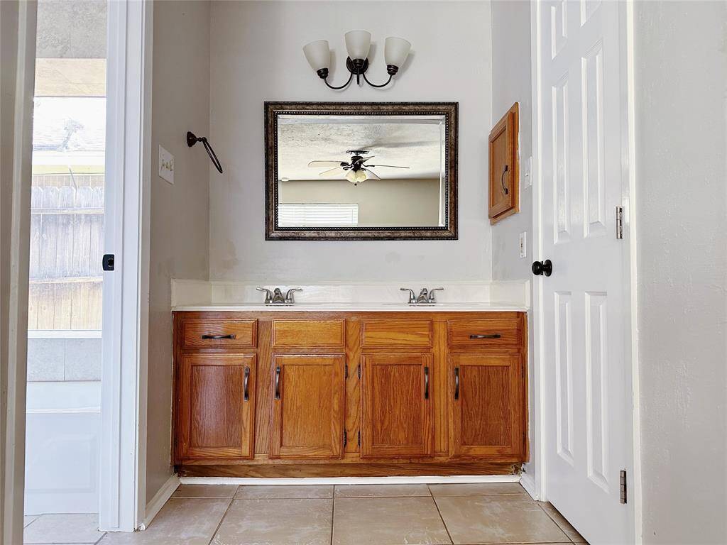 The primary bathroom has two sinks.