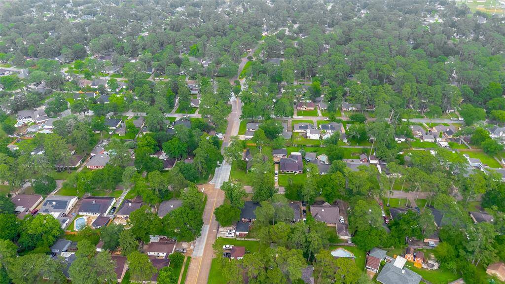 Ariel view of the subdivision. Mature trees all around the area.