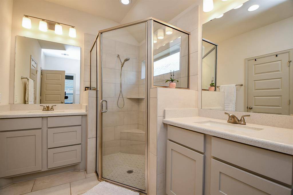 Large stand alone shower.