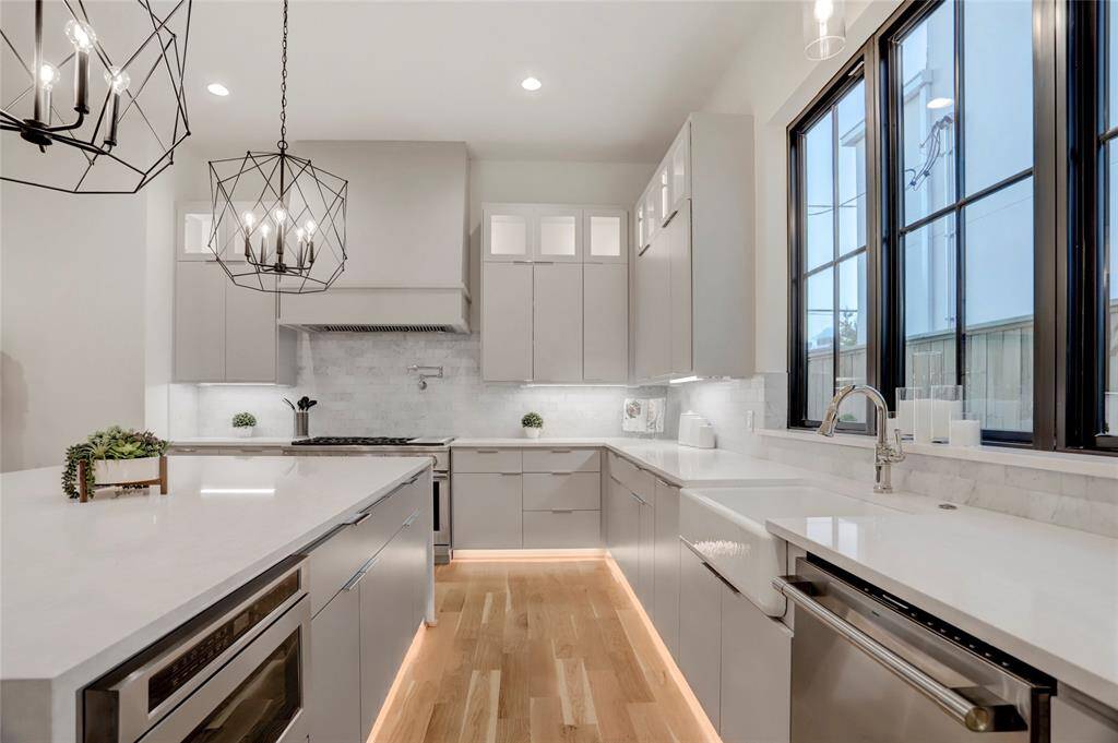 The view of the kitchen as you enter from the walk-in pantry and mud room.