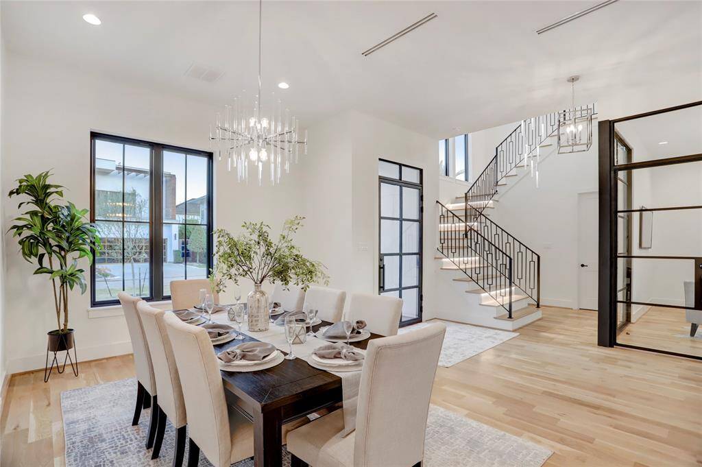 The view from the corner of the formal dining back toward the front door.