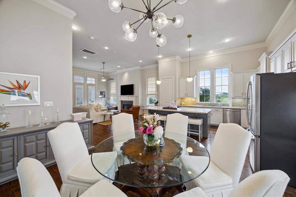 Custom lighting in dining and kitchen