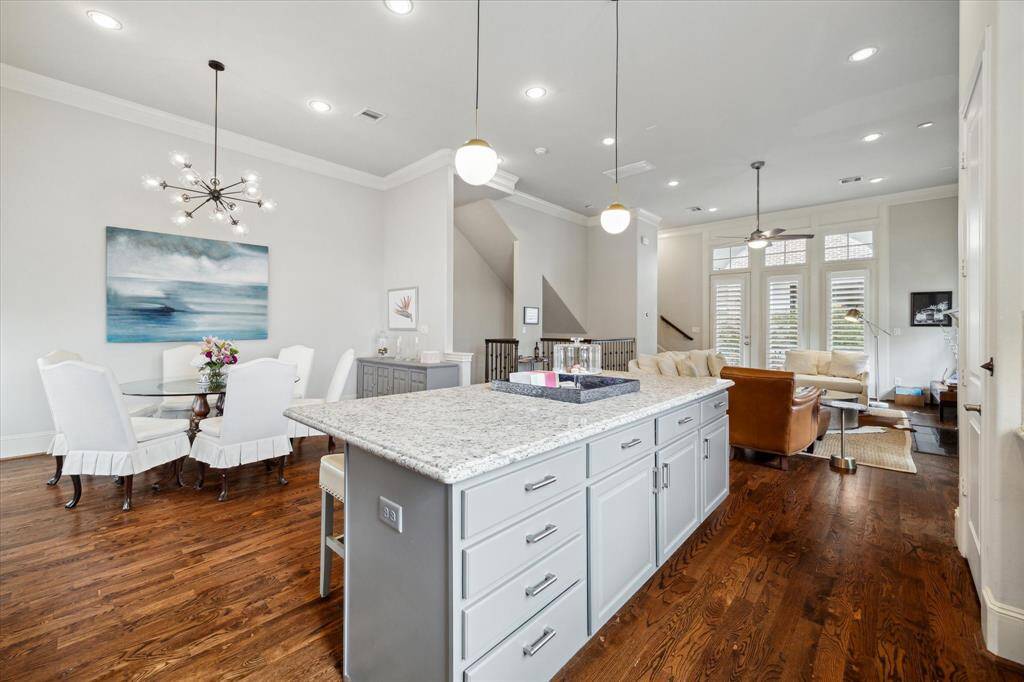 Open kitchen with breakfast island