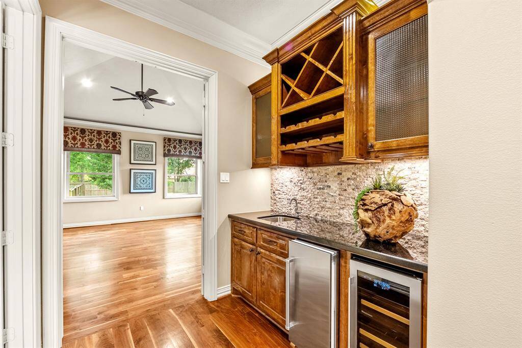 Wet bar with wine fridge