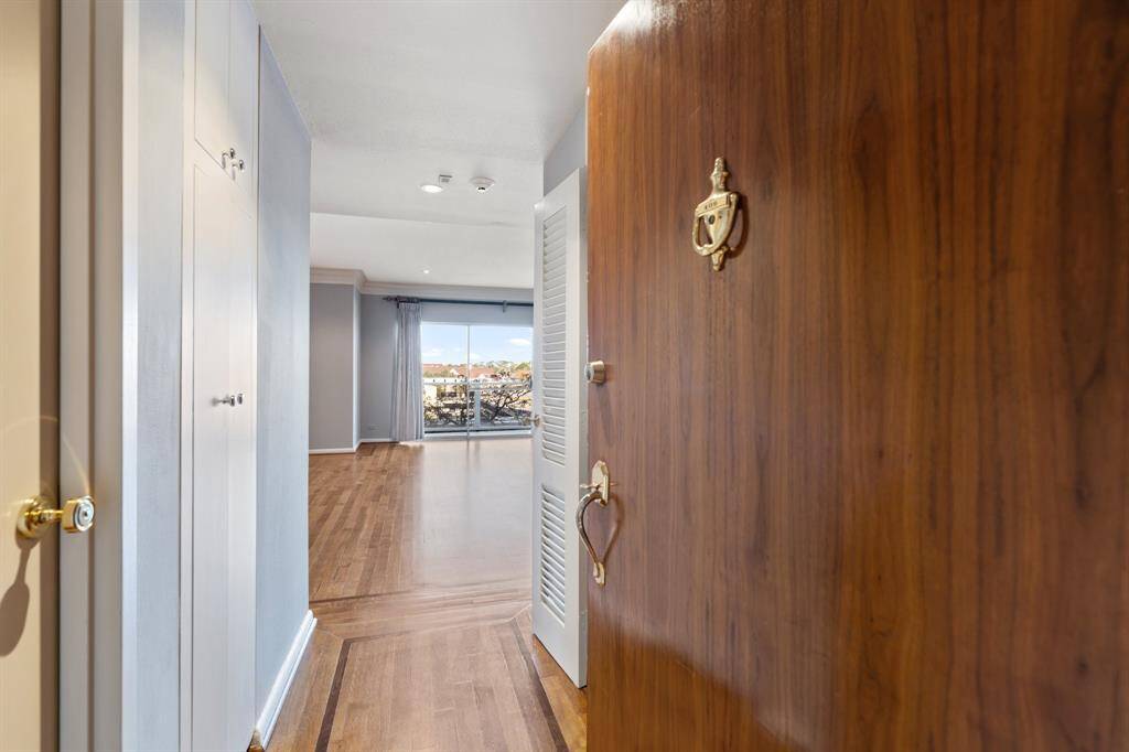View from the front door with inviting views at the balcony doors.