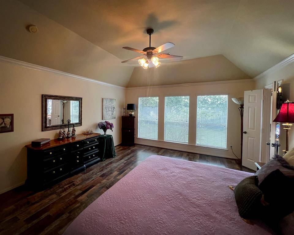An abundance of natural light is available from the large wall of windows on the north side of the room.