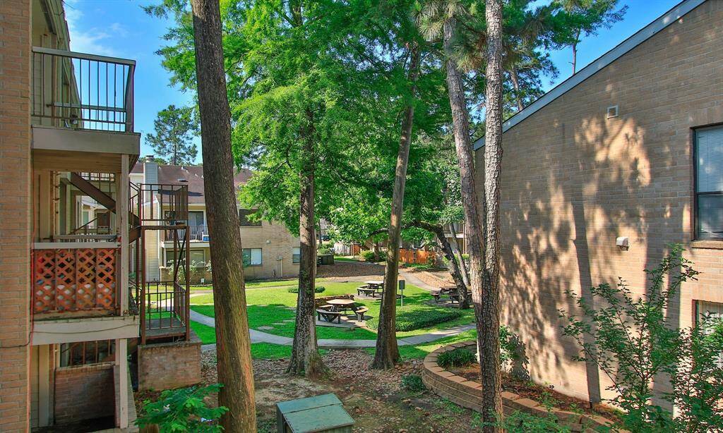 The Patio overlooks a peaceful courtyard area.