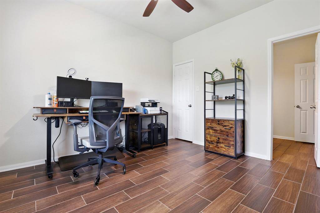 Designated office with walk-in closet.