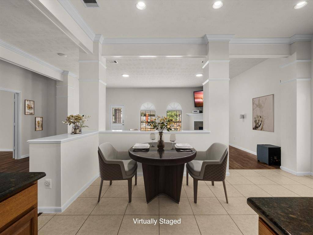 Virtually staged breakfast area in kitchen