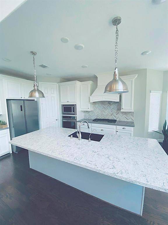 Kitchen with island view