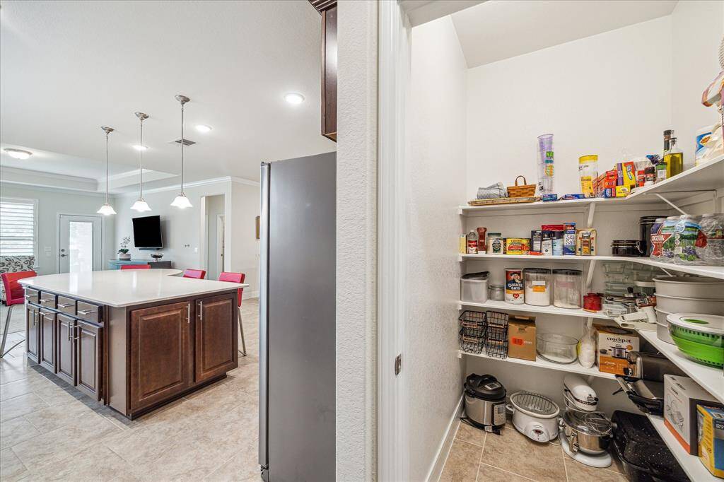 Spacious, organized pantry for all your storage needs.